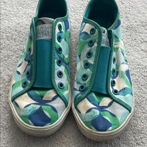 Coach Slip-On Canvas Sneakers in Teal, Blue & Green